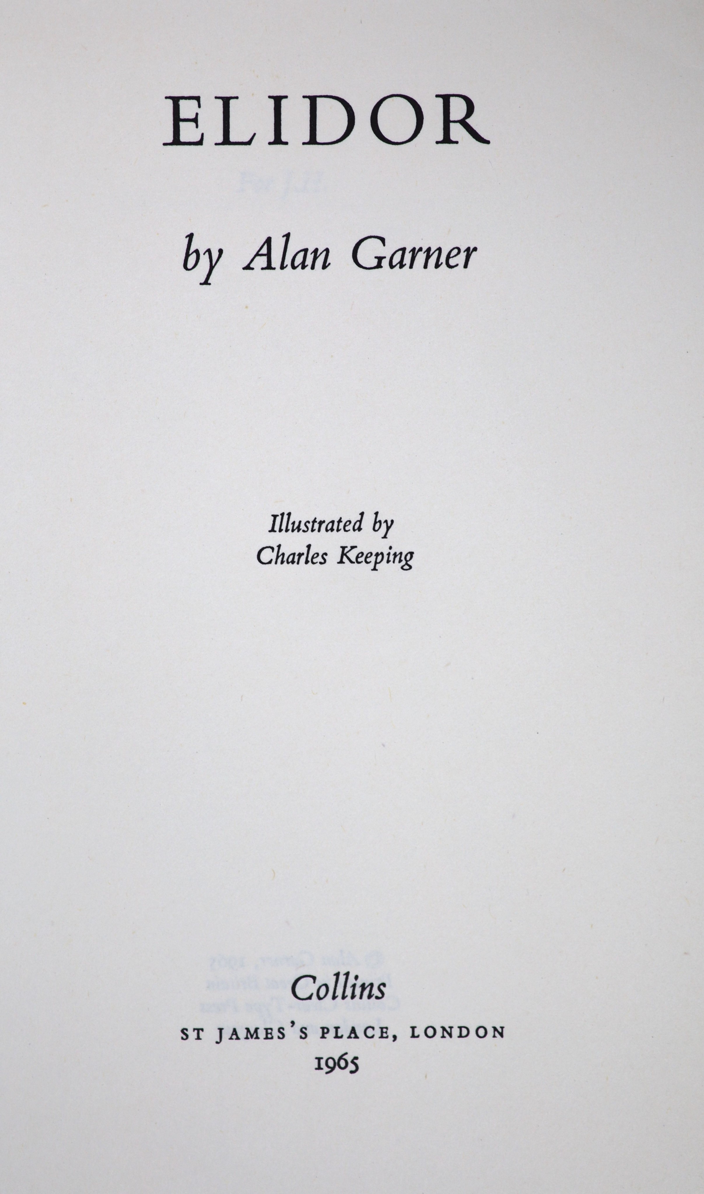 Garner, Alan - Elidor, 1st edition, original cloth, in unclipped d/j, Collins, London, 1965